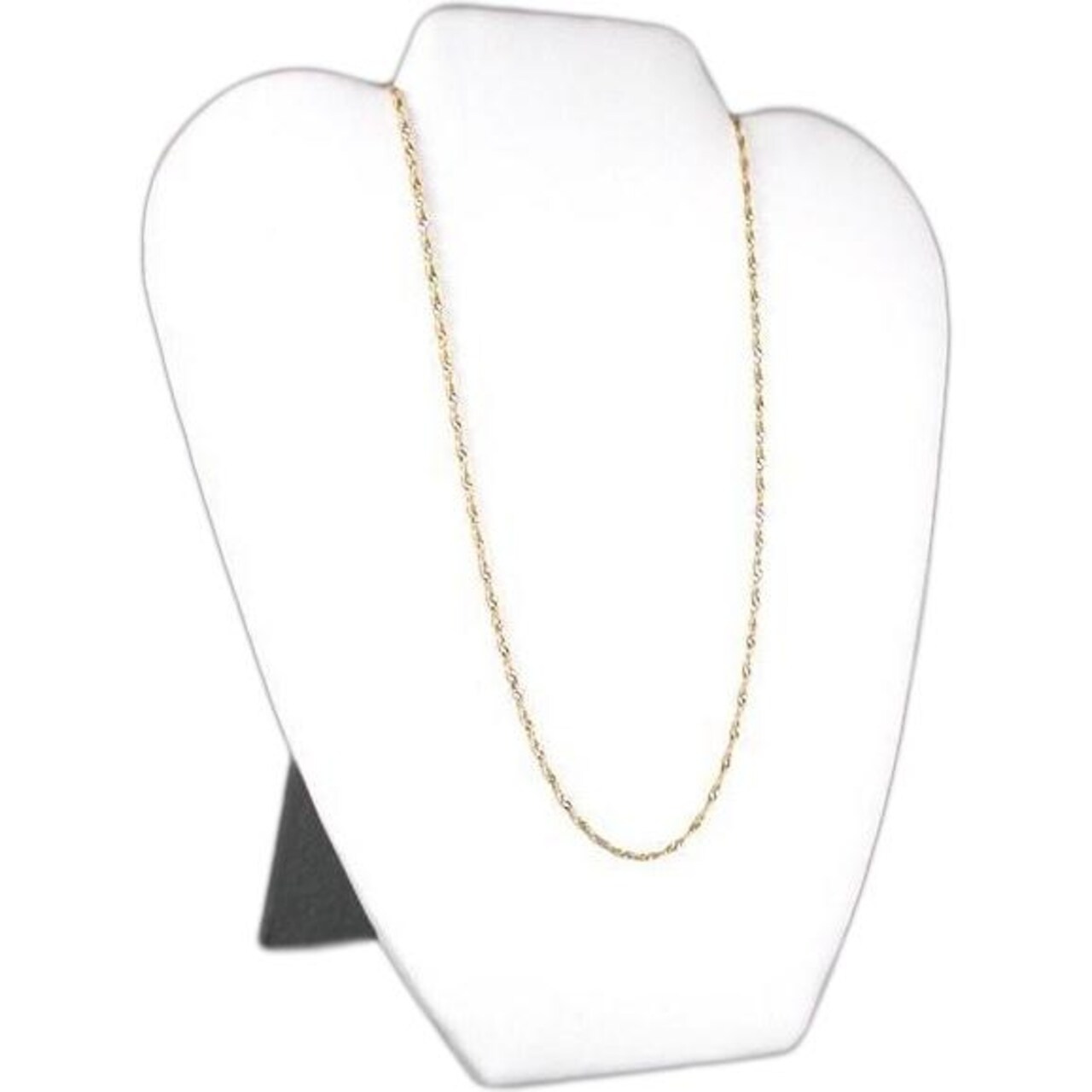White Leather Padded Necklace Pendant Bust Showcase Display 8 5/8"